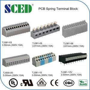 3.50mm PCB Spring Terminal Block Grey Plastic Housing Brass Pin