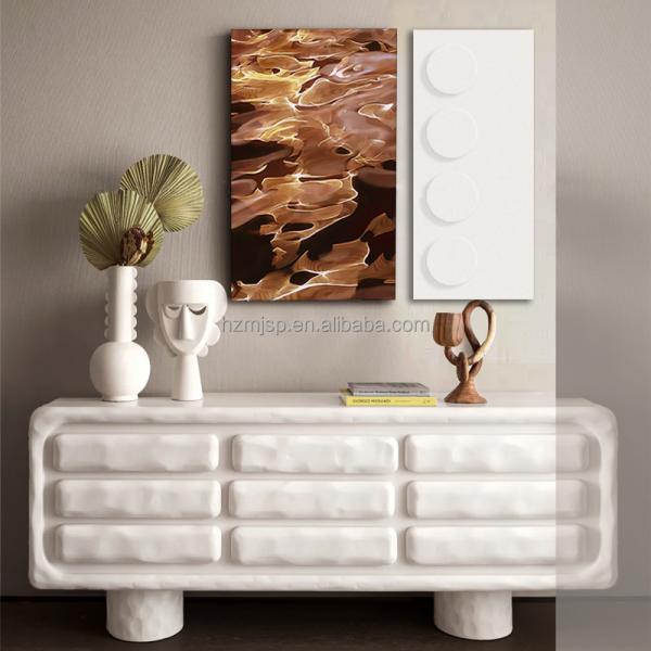 3D Wood Mixed Media Artwork Modern Wall Art Painting 6 Color Customized