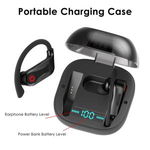 Handsfree Waterproof Bluetooth Earphone Earhook Earbuds (with charging case)