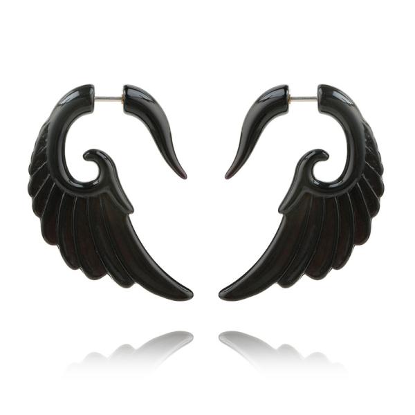 Buy Trendy Wings Earrings for Women Black Angle Feather Drop Earring Ear Plugs Punk Patry Earring Jewelry at wholesale prices
