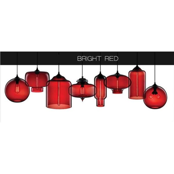 red.jpg Colorful Modern Fishbowl Glass Pendant Light - 8 colors & 13 shapes available