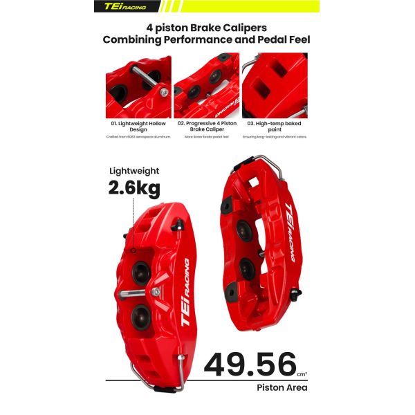 TEI P40EV Brake Caplier 4 Piston BBK Big Brake Kit for for Honda Civic EK3 EK4 EK9 ES1 EM2 EP3 FB2 FB4 FC1 FK7 FK8 FL1