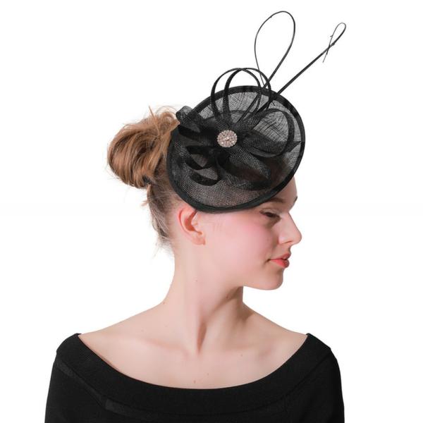 Black Goose Feather Sinamay Fascinator Party Decoration For Any Celebration