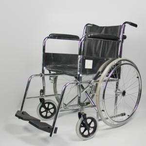 Hospital Folding Steel Wheelchair With Detachable Footrest Flip Back Seat