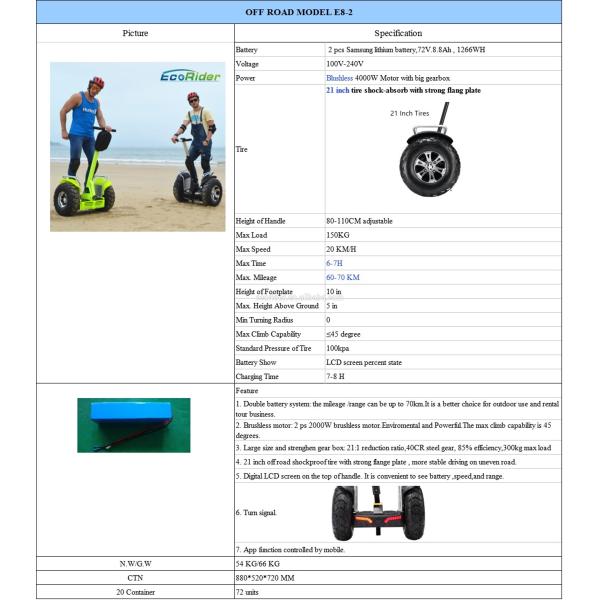 Lithium Battery Segway Electric Scooter , 2 Wheel Self Balancing Electric Chariot