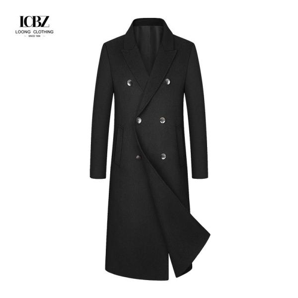 Men's Regular Winter Coat for Thick Europe And America Long Wool Trench Slim Fit