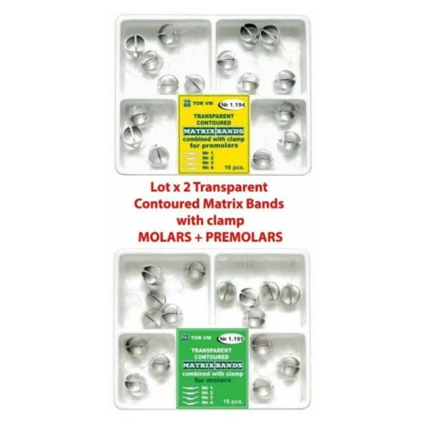 Class II Dental Kit of Metal Matrices for molars Combined with Clamp Universal