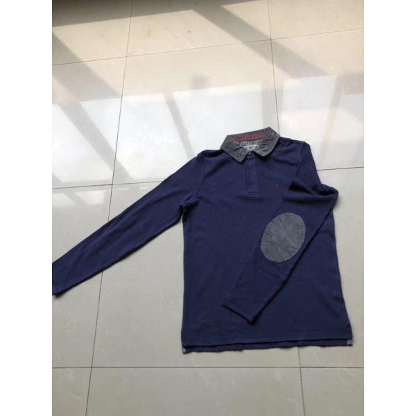 100% Cotton Men's Long Sleeves Polo Shirt Burgundy Navy Color Split On Bottom