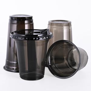 Custom Logo Printed Transparent PET Plastic Cups Black For Drinking Coffee