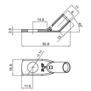 Professional Battery Cable Lugs Terminals T2Y2 Material 25mm² Applicable Wire