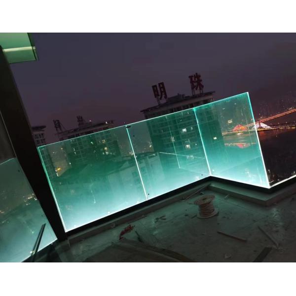Frameless Design Aluminum U Channel Glass Railing with LED Light for Modern