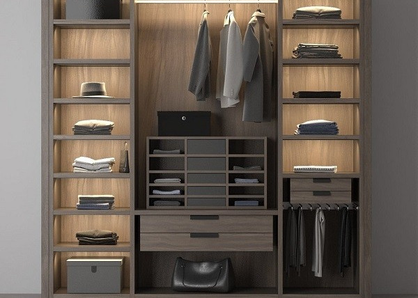 Buy 500mm Walnut Wood Bedroom Wardrobe Closets at wholesale prices