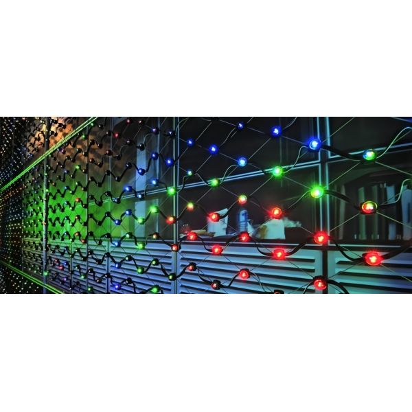 LED Dots Attached To X TEND Stainless Steel Mesh For Projection Surface Decoration