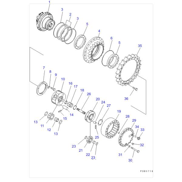 PC200-6 6D102 Travel Reduction Gearbox Travel Motor Reducer