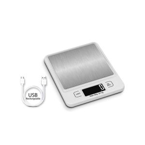 Max 5KG Stainless Steel Platform USB Rechargeable Kitchen Scale