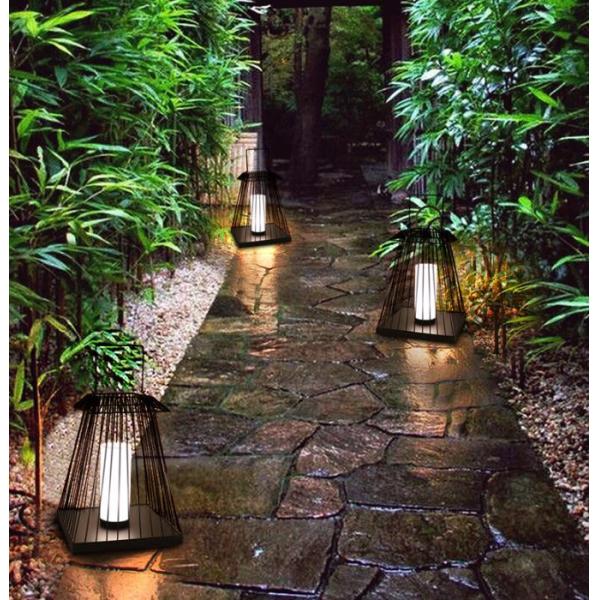 Creative Rattan Floor Lantern Lamp E27 Base For Outdoor Garden