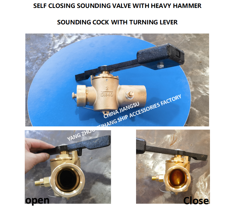 Bronze self-closing depth sounder with BSP internal thread end and 360° rotating rod. & SOUNDING COCK THREADED ENDS Supplier - FeiHang Marine