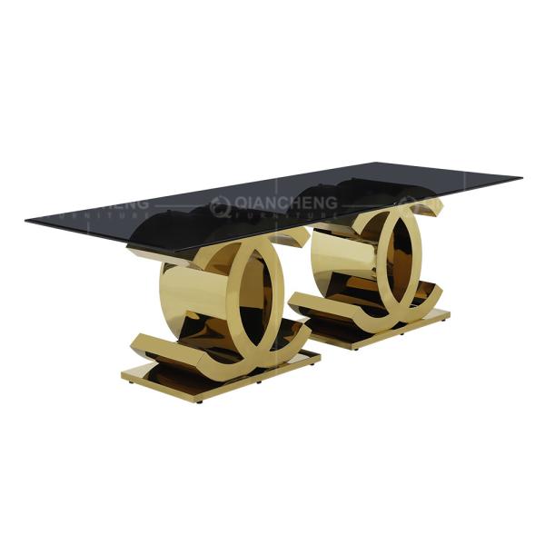 Golden Base 40mm Stainless Steel Dining Table 8 Seater Marble Dining Table