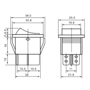 Brass spare parts 6 pins rocker switch with lamp