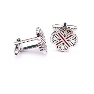 China Shape Custom Enamel Cufflinks / Silver Plated Cufflinks With Hard Enamel on sale