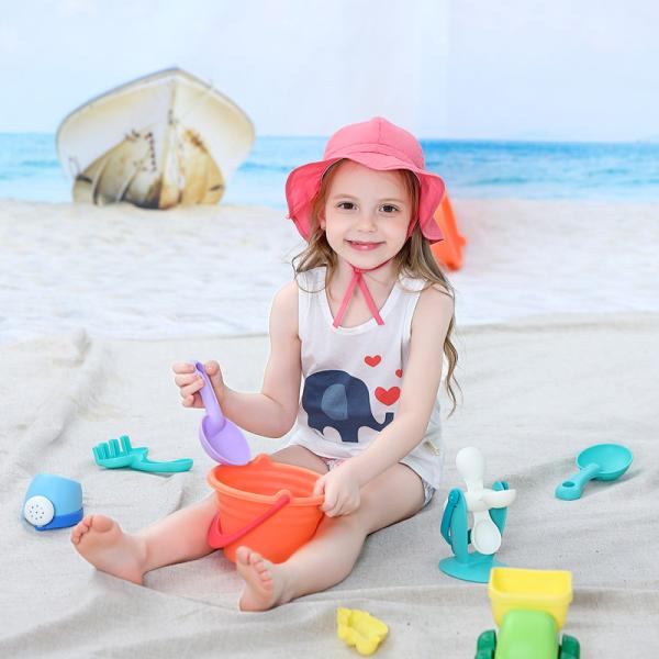 Buy Toddler Wide Brim Kids Play Hat With Neck Flap Chin Strap Sun Hat at wholesale prices