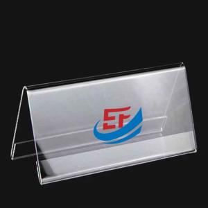 China Durable Table Sign Stand Transparent Acrylic Name Tent Card Holder on sale