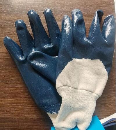 15 Gauge Flex Latex Coated Gloves Blue Nylon Spandex Liner Latex Work Gloves