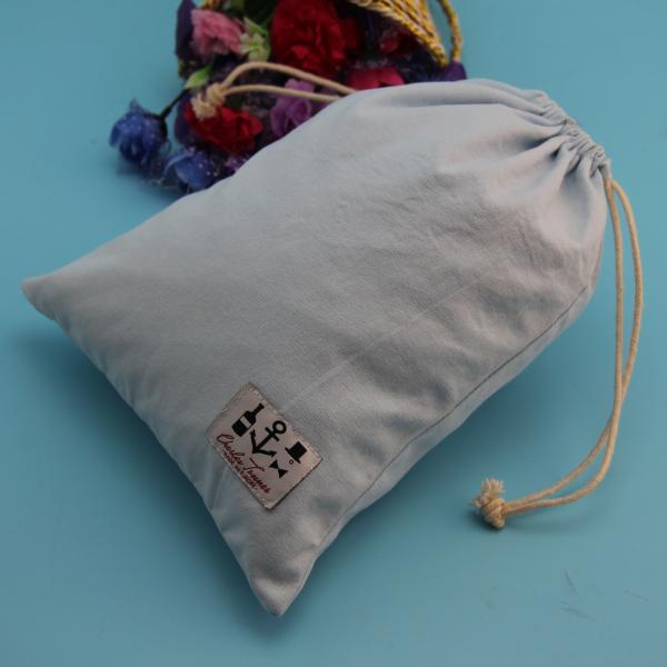Soft Large Dust Bag For Dresses , Embossing White Cotton Drawstring Bag