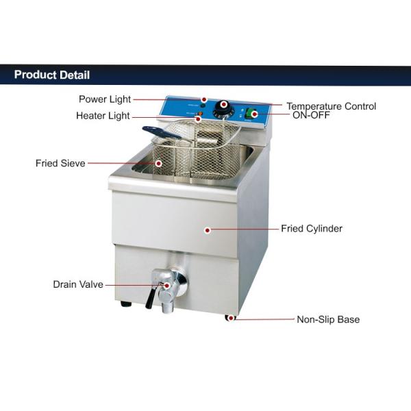 Electric Deep Fryer , Chicken Frying Machine with Drain Valve