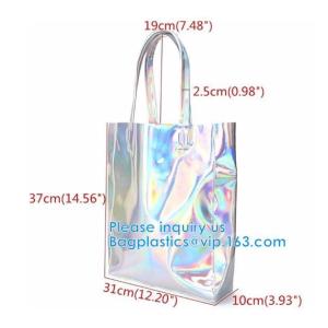 Reflective laser PU leather bag, Iridescent Tote, Fashion Holographic Handbag,