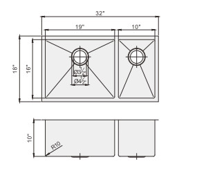 1.05mm Thickness Undermount Sink With Tap Hole CUPC Certification
