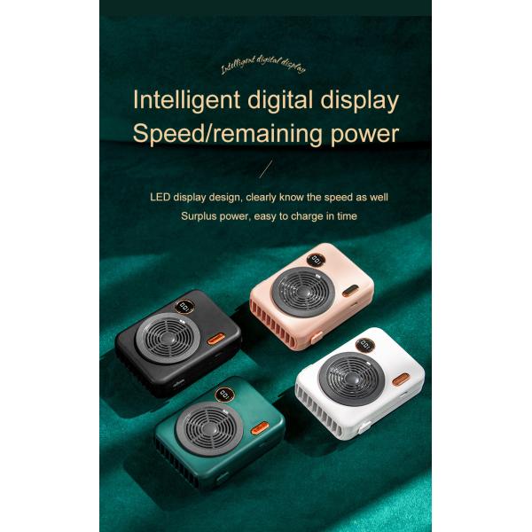 3 Speeds Wearable Mini Portable Hand Fan Clip On 2000mAh Battery Air Cooling Neck Fan