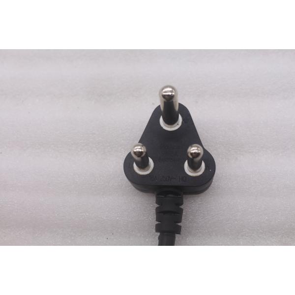 Hot selling AC 10A 250V South African black/white 3 Round Pin Power Cord