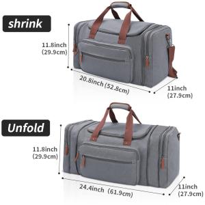 Large Capacity Grey Suitcase Duffle Bag With Shoe Compartment
