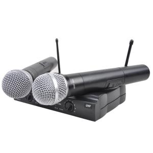 Black Handheld Wireless Microphone Karaoke System 40Hz-18KHz UHF-585