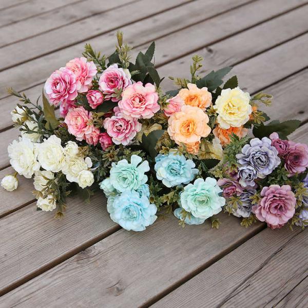 Artificial Flower Bouquets Wholesale Silk Multi Azalea Flower Heads Home Festivals Wedding Decorations Flower Bouquet