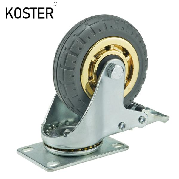 3inch 4inch 5inch Light Duty Golden Free Wheel Rubber Plastic Trolley Dustbin Castor Wheel