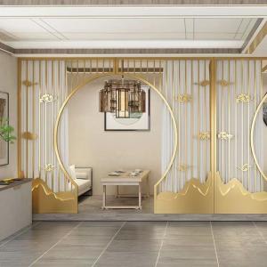 304 Stainless Steel Screen Partition Wall Hollowed Out Hotel Room Divider Screen