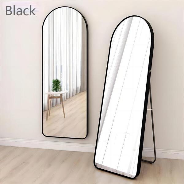 Living Room Modern Style Glass Beveled Full Length LED Dress Mirror with Float Design