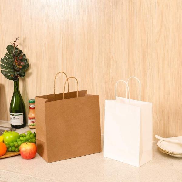 ISO Recyclable Brown Kraft Paper Sack Bags Custom Logo for food delivery