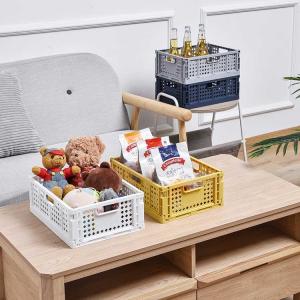 Drainable Practical Folding Plastic Crates Kitchen Use Stackable Collapsible