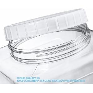 Plastic Jars, Plastic Gallon Containers With Lids, Large Square Plastic Food