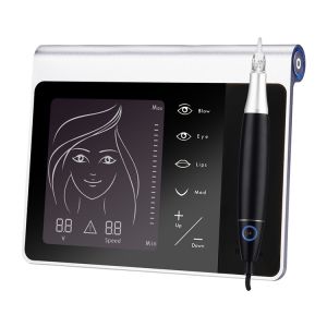 Black Digital PMU Microblading Pen Stainless Steel Electric Tattoo Gun Kit for