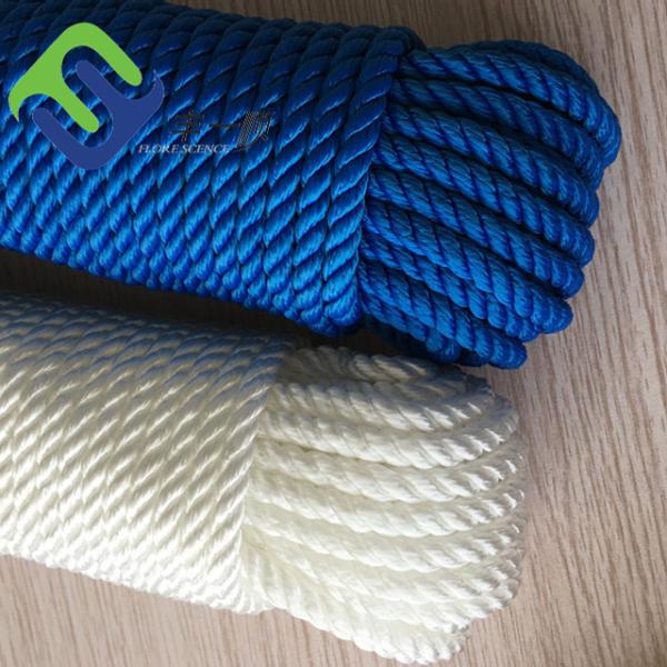 High Breaking Load 100% Polyamide Fiber 3 Strand Twisted Nylon Rope For Marine Using