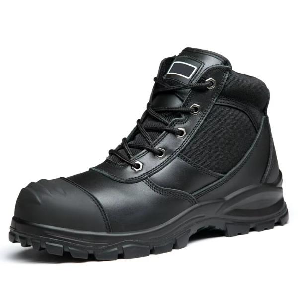 Black Corrected Top Layer Corrected Leather SBP Standard Steel Toe Safety Boots