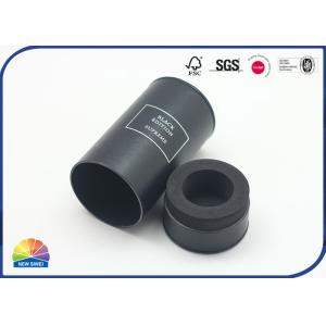 Black Leather Specialty Composite Paper Tube Perfume Package Embossed Logo