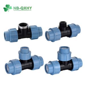 Female Connection PP Compression Pipe Fitting 90 Tee Plastic Connector with