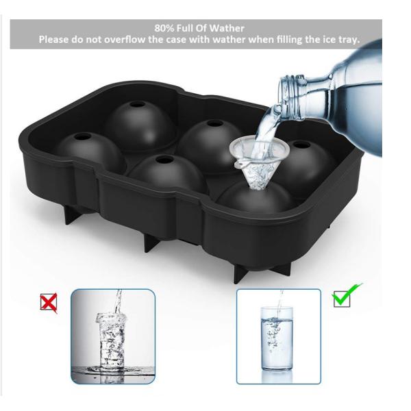 Ice Cream Makers Stocked 6 Cavity Food Grade Silicone Ice Cube Ball Tray Mold With Lid