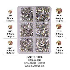 Nail SPA 6 Grid Mix Flat Bottomed Glass Shaped Drill Crystal Multi Shape Glass