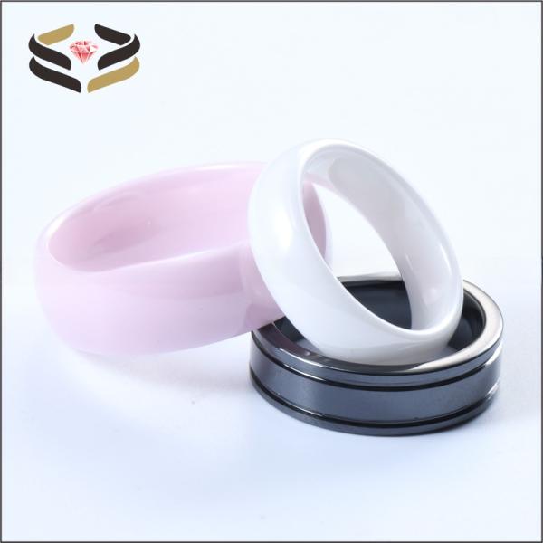 Geometric Black Ceramic Wedding Band Double Grooved Line 6mm For Men Women
